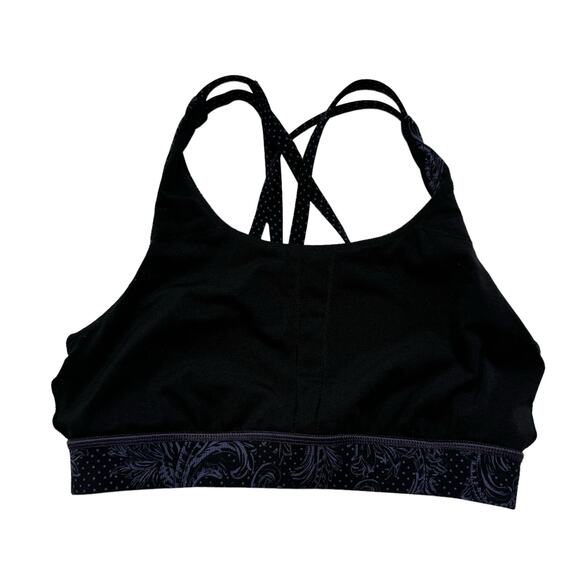 LULULEMON Energy Bra in Foliage Moody Blues Black Size 4 Paisley Nulux #W2AM5S - Picture 3 of 7